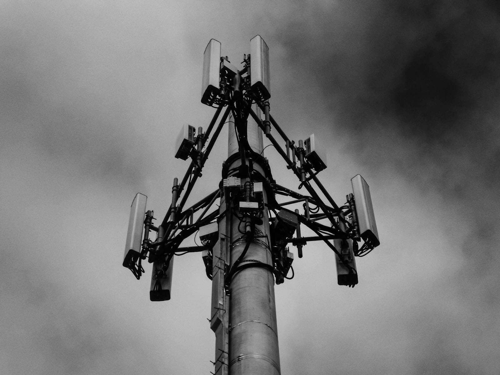 Cellular tower silhouetted against the sky, the source of mobile carrier internet traffic.